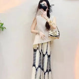 Folded Broad Leg Pants Women 2025 Summer New Design Folding Printing Leisure Pants Loose Feeling Loose