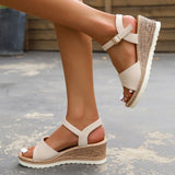 Ladies Sandals 2025 Summer New Large-Size Pine Cake Thick Bottom Slope With Fish Mouth Buckle