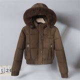 Cotton-Padded Clothes Female 2024 New Winter Add Velvet Add Thick Fashion Cotton-Padded Jacket Small Hooded Short Long-Sleeved Cotton Coat Coat-Outfit