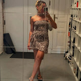 Leopard Print Draped Tube Mini Dress-Outfit