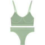 Seamless Underwear Women Bra Set Sexy Lingerie Set Female Underwear Bralette Ribbed Tops Fashion Tank Crop Tops