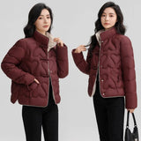 New Chinese Style 2024 Winter Retro Plate Buckle Down Cotton Jacket Women Short Fashion Standing Collar Light Cotton-Padded Clothes Women Cotton-Padded Jacket Jacket-Outfit