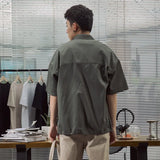 New Retro Tools Pocket Shirt Men's Youth Trend Loose Short-Sleeved Shirt Middle