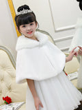 Flower Girls Winter Short Coat Baby Girls Wedding Faux Fur Bolero Girls Party Warm Cloak Cape Kids