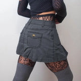 Retro Low Waisted Pleated Skirt Korean Fashion Kawaii Mini Skirts Women Summer Y2K Aesthetic Harajuku Vintage