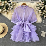 Zingj Chic Blouse Women's Autumn Wear New Lotus Leaf Edge Foreign Style Senior Design Sense Bow Tie Minority