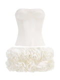 Three-Dimensional Flower Sexy Strapping Bra Two Sets Of Tight Floral Skirt Ultra-Short Skirt Dinner Skirt