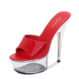 Zingj Leather 13Cm15cm Special High Heels With Sexy Waterproof Platform Hate Day Superb High Slippers Female