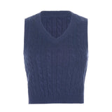 SUCHCUTE girl Sweater Vest women jumper V Neck pullover Knitted Vests Women Preppy Style Crop Top Autumn 2020 solid