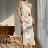 And Summer New Women's Satin Silk French Style Sexy Fashion Invisible Zipper Design Refreshing Breathable Suspender