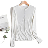 Thin Sexy Elasticity T Shirt Women T-Shirt Long Sleeve Tshirt 2021 Button V Neck Tops Summer Korean Fashion Clothing