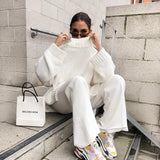 And Autumn Women's Knitting Knitting Hood Loose Irregular Thick Sweater Street Trendy High-Neck Knitting
