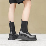 Spring And Autumn New Fashion Versatile Men's Martin Boots Black High Top Leather Shoes Fashion Short Boots