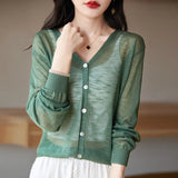 Zingj Hemp Knitting Cardigan Female Thin Ice Silk Linen Coat Sunscreen Clothes Summer Loose Outside The Shawl Air Conditioning Shirt-Outfit