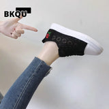 Women Shoes 2022 Fashion Summer Casual Ladies Shoes Cutouts Lace Canvas Hollow Breathable Platform Flat Shoes Woman