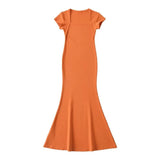 Zingj Trendy Women's Dress Street Shot Square Collar Fishtail Short-Sleeved Dress Slim Body Shows Thin Buttocks Spicy Girls Short