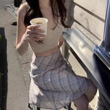 Zingj Chic Spring French Retro High Waist Cover Span Versatile Color Check Bag Buttock Skirt Fishtail Skirt Skirt