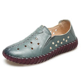 Summer Genuine Leather Shoes New Fashion Women Shoes Woman For Mom Women's Flats Comfortable Handmade Pregnant Hole