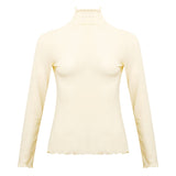Retro T Shirt Sexy See Through Solid Color High Neck Fashion T Shirt Temperament Ladies All Match T