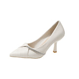 Shoes Female Spring And Autumn New Thin Heel Temperament White Wedding Wedding Shoes French Pointed Small Fragrant Wind Fashion Single Shoes