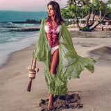 de praia Fashion Beach Kimono Dress Women Beachwear Multicolored Bohemian Tropical Printed Ankle Length Pareo Dress