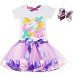 Clothing Sets Baby Girls Clothes 2021 Summer Princess Party Unicorn Colorful tutu Dress Kids Birthday Ball Gown