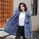 Send To Overcome The New 2024 Long Temperament Cotton-Padded Jacket Small Winter Velvet And Thick Large Cotton-Padded Clothes Tide-Outfit