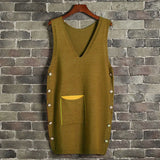 long knitted vest sleeveless sweater autumn and winter new loose wild waistcoat knitted