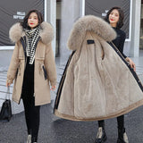 Winter Jacket Women Thick Parkas Long Fur Liner Hooded Winter Coat Women Cotton Padded Jacket Gilrs Jaqueta