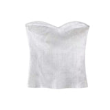 Off Shoulder Corset Tops For Women Silver Knit Crop Top Female Backless Sexy Tube Tops Summer Sleeveless Bustier Top