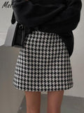 Plaid Mini Skirt Women Black White Fashion Official Faldas 2022 Mujer Korean Style High Waist Short
