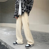 Trousers Men's Version Of The Trend Autumn And Winter Loose Drop Feeling Mop Straight Trousers Ins Harbor Style Vintage Daddy