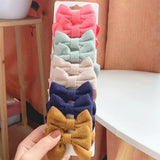 Colorful Bowknot BB Hair Clips For Cute Girls Boutique Cotton Barrette Handmade Hairpin Headwear Kids Hair