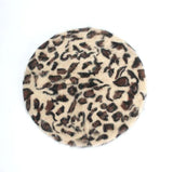 Winter Chic Women Fuzzy Rabbit Hair Leopard Berets Warm Cozy Animal Printed Rabbit Hair Knitted