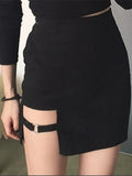 Style Black Hip Skirts Irregular Hem Pencil Micro Mini Skirt Sexy Slim Women Party Skirts Black Bodycon Short