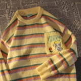 and fresh love embroidery pattern pullover purple sweater American college style lazy aesthetic women winter sweaters