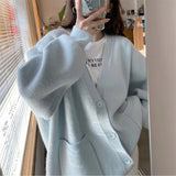 Zingj And Autumn Korean Version Candy Color Reduction Age Soft Waxy Knit Cardigan Female 2024 New Fashion Lazy Wind Milk Department Sweater-Outfit