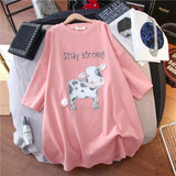100% cotton cartoon printed short sleeve T-shirt women loose tops Summer streetwear O-neck sweet girls tee shirt