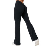 Zingj Hip Yoga V Waist Bell Bottom Pants Fitness Exercise Wide Leg Micro La High Waist Fast Drying Yoga Pants 43210-Outfit