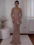 Gorgeous Party Fishtail Dress Autumn New Sexy Long-Sleeved Hot Diamond