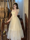 Princess Sweet Dress Women Vintage Evening Party Midi Dresses Female Puff Sleeve Korean Fashion Casual Dress 2022
