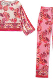 2023 Women Pants Sets Pink High Waist Pants For Women Vintage Print Woman Trousers Streetwear Casual Summer Women's