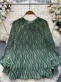 Korean Print Chiffon Shirt Bow Neck Long Sleeves Loose Leopard Top Casual Paisley Vintage Floral Blouse Spring