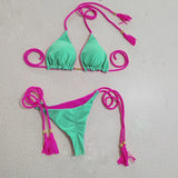 Swimsuit Girl Bikini Split Sexy Triangle Double-Sided Bump Beach Bikini Swimsuit
