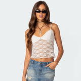 2024 Summer New V-Neck Sling On The Chest Bow T-Shirt To The Perspective Of The Sexy Bare