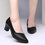 Head Shallow Mouth Mother Shoes Soft Sole Leather Shoes In The Elderly Heel Single Shoes Spring And Autumn Women's Shoes Work