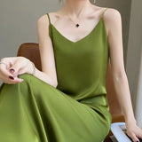 Acetate Silk Sling Dress Women Summer Loose Inside The Long Dress French Design Fairy Set Of