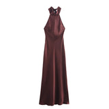 2025 New Dress Women's High-End Bare Back Hanging Neck French