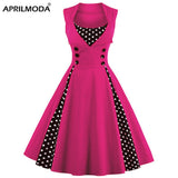 Robe Femme Women Vintage Dress 50s 60s 70s Hepburn Pin Up Big Swing Retro Rockabilly Solid Dresses Red Blue Tunic