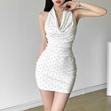 Summer New Women's Sexy Temperament Fashion Collar Hanging Back Hanging Neck Prints A Waistless Sleeveless
